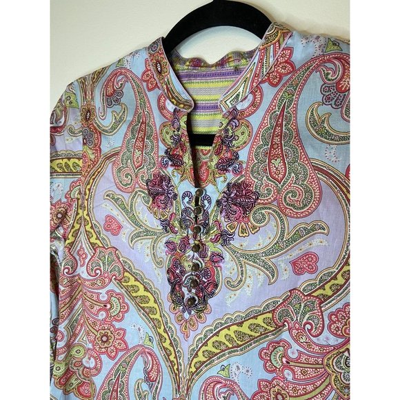 Robert Graham women's XS jolie patterned long sleeve‎ lightweight tunic blouse - Picture 8 of 8